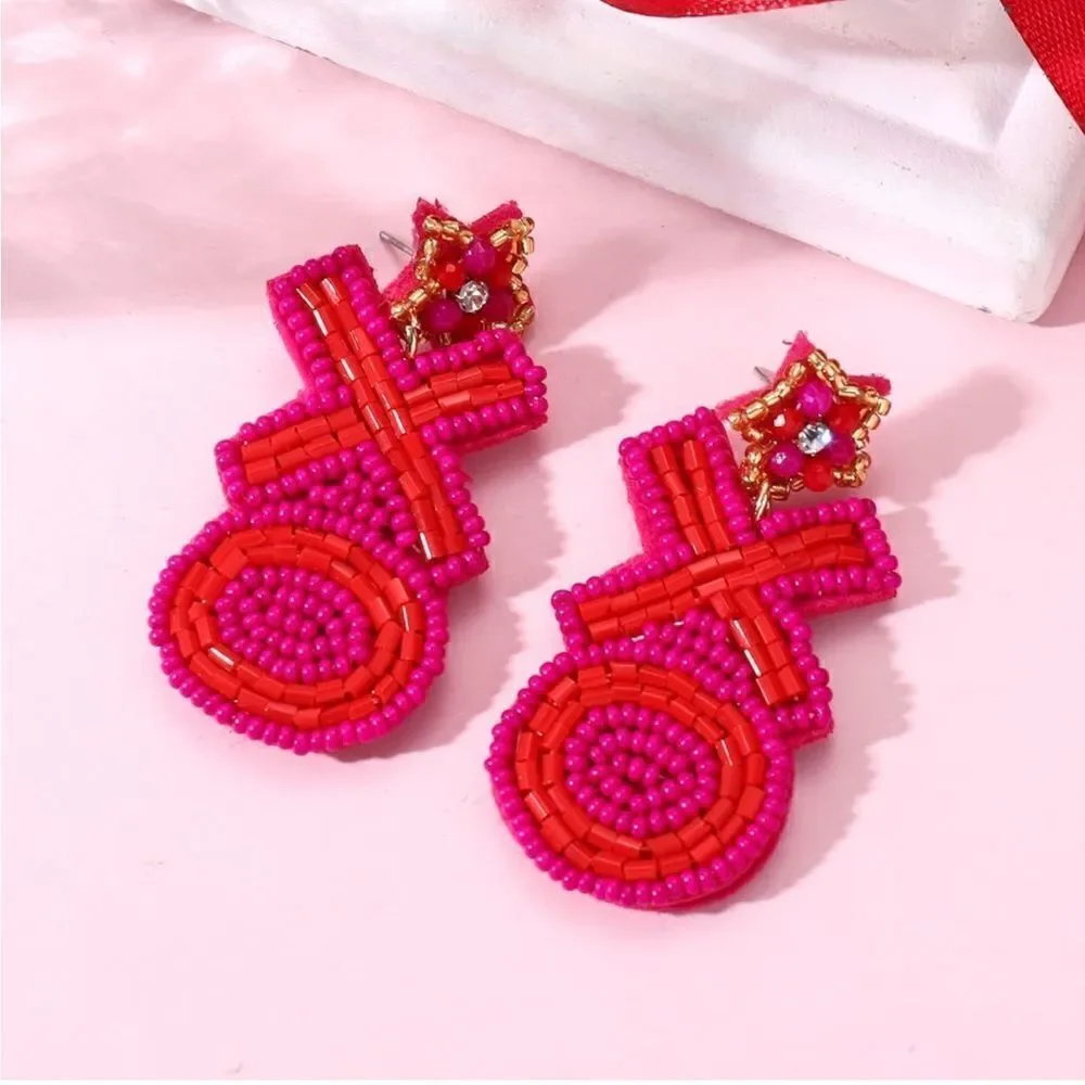 Beaded XO Dangle Earrings ❤️